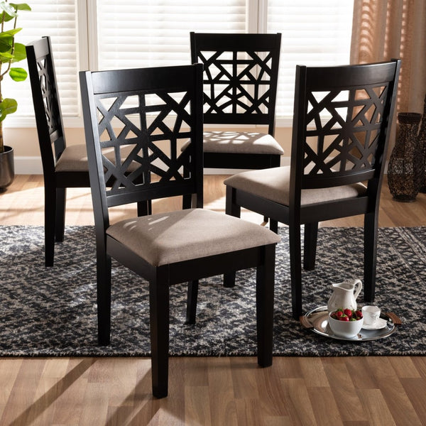 Baxton Studio Baxton Jackson Modern Dining Chair Set - 4-Piece Espresso & Fabric Upholstered for Comfort & Style RH310C-Sand/Dark Brown-DC-4PK