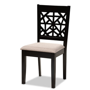 Baxton Studio Baxton Jackson 5-Piece Modern Dining Set - Sand Upholstered Chairs & Espresso Wood Table for Comfort RH310C-Sand/Dark Brown-5PC Dining Set