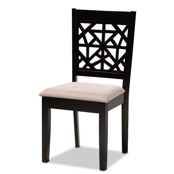 Baxton Studio Baxton Jackson 5-Piece Modern Dining Set - Sand Upholstered Chairs & Espresso Wood Table for Comfort RH310C-Sand/Dark Brown-5PC Dining Set