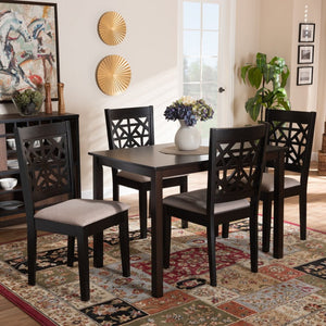 Baxton Studio Baxton Jackson 5-Piece Modern Dining Set - Sand Upholstered Chairs & Espresso Wood Table for Comfort RH310C-Sand/Dark Brown-5PC Dining Set