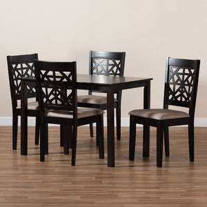 Baxton Studio Baxton Jackson 5-Piece Modern Dining Set - Sand Upholstered Chairs & Espresso Wood Table for Comfort RH310C-Sand/Dark Brown-5PC Dining Set