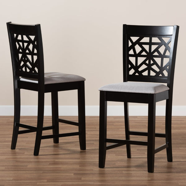 Baxton Studio Baxton Studio Devon Modern Grey Fabric Counter-Height Pub Chair Set with Espresso Wood Finish RH310P-Grey/Dark Brown-PC