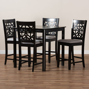 Baxton Studio Baxton Studio Contemporary 5-Piece Pub Dining Set with Espresso Wood Finish and Comfortable Chairs Grey RH310P-Grey/Dark Brown-5PC Pub Set