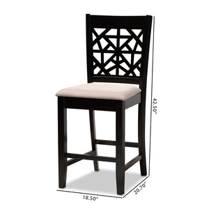 Baxton Studio Baxton Studio Devon Modern Counter-Height Pub Chair Set - Elegant Sand Upholstery, Espresso Finish RH310P-Sand/Dark Brown-PC
