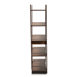 Baxton Studio Baxton Studio Michio 5-Tier Walnut Brown Display Shelf - Modern Geometric Storage for Living Spaces SEDV50140-Columbia-Shelf