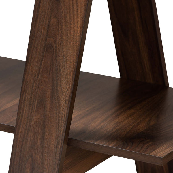 Baxton Studio Baxton Studio Michio 5-Tier Walnut Brown Display Shelf - Modern Geometric Storage for Living Spaces SEDV50140-Columbia-Shelf