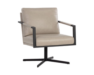 Randy Swivel Lounge Chair - Alpine Beige Leather 107694 Sunpan