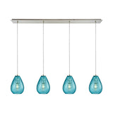 Lagoon 46'' Wide 4-Light Linear Pendant - Satin Nickel with Aqua 10770/4LP Elk Lighting