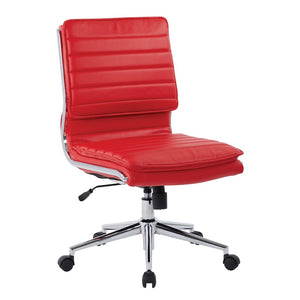 OSP Home Furnishings Armless Mid-back Faux Leather Office Chair with Lumbar Support and Chrome Base Red SPX23592C-U9