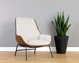 Lucier Lounge Chair - Belfast Oatmeal / Bravo Cognac 107760 Sunpan