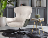 Weller Swivel Lounge Chair - Nono Cream / Nono Dark Green 107761 Sunpan