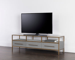 Venice Media Console and Cabinet - Grey Shagreen 107819 Sunpan