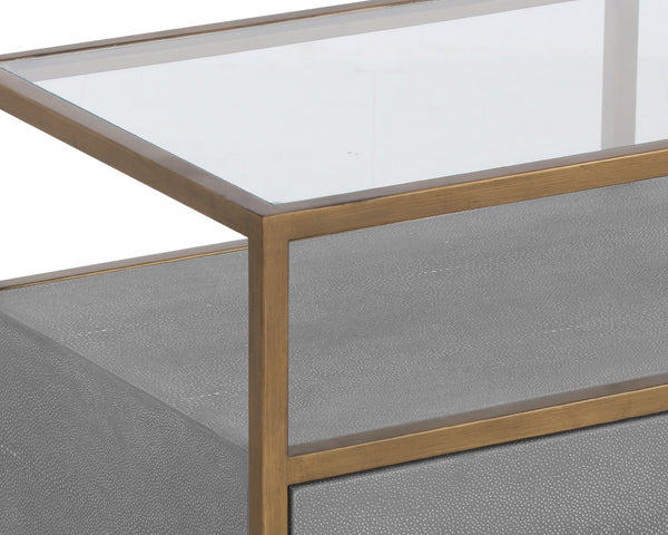 Venice Media Console and Cabinet - Grey Shagreen 107819 Sunpan