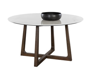 Flores Dining Table - Ebony Brown - White Marble - 53" 107870 Sunpan