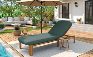 English Elm Outdoor Acacia Wood Chaise Lounge Reclining Patio Chair with Cushion for Poolside N719P445623F