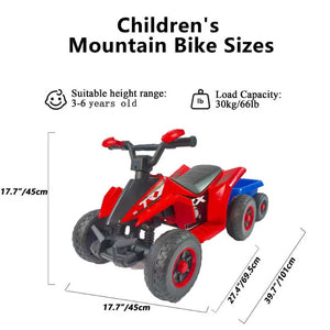 English Elm Kids Battery Powered Atv Ride on with Rear Bucket All Terrain Tires and Music Panel W3662P363299