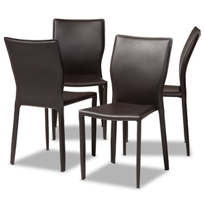 Baxton Studio Baxton Studio Heidi Modern Dining Chair Set: 4 Fully Assembled Dark Brown Faux Leather Chairs 19A17-Dark Brown-DC