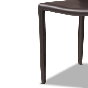 Baxton Studio Baxton Studio Heidi Modern Dining Chair Set: 4 Fully Assembled Dark Brown Faux Leather Chairs 19A17-Dark Brown-DC