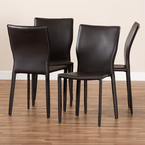 Baxton Studio Baxton Studio Heidi Modern Dining Chair Set: 4 Fully Assembled Dark Brown Faux Leather Chairs 19A17-Dark Brown-DC