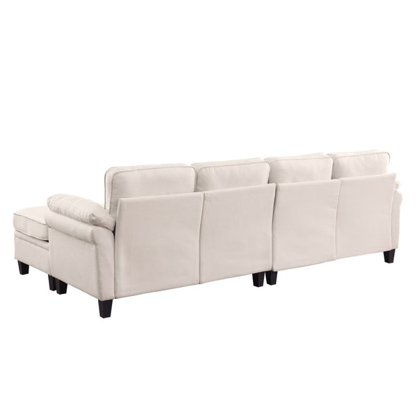 English Elm 102 Inch Linen Modular Sectional Sofa with Hidden Storage and Cloud Cushion Comfort Beige W1099S00210