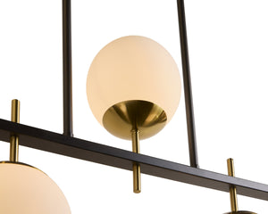 Sunpan Keiley Five Light Chandelier Matte Black Frame Frosted Glass Gold Accent Modern 107938