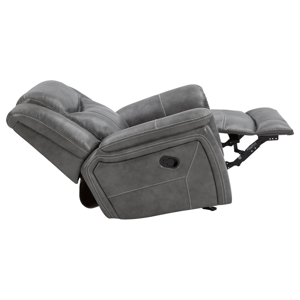 English Elm Encino Light Grey Upholstered Glider Recliner with Padded Arms, Leatherette Comfort & Modern Elegance B062P331086