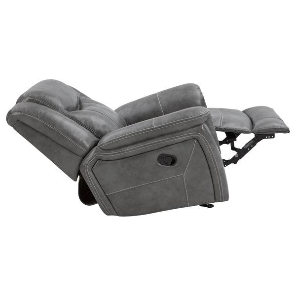 English Elm Encino Light Grey Upholstered Glider Recliner with Padded Arms, Leatherette Comfort & Modern Elegance B062P331086
