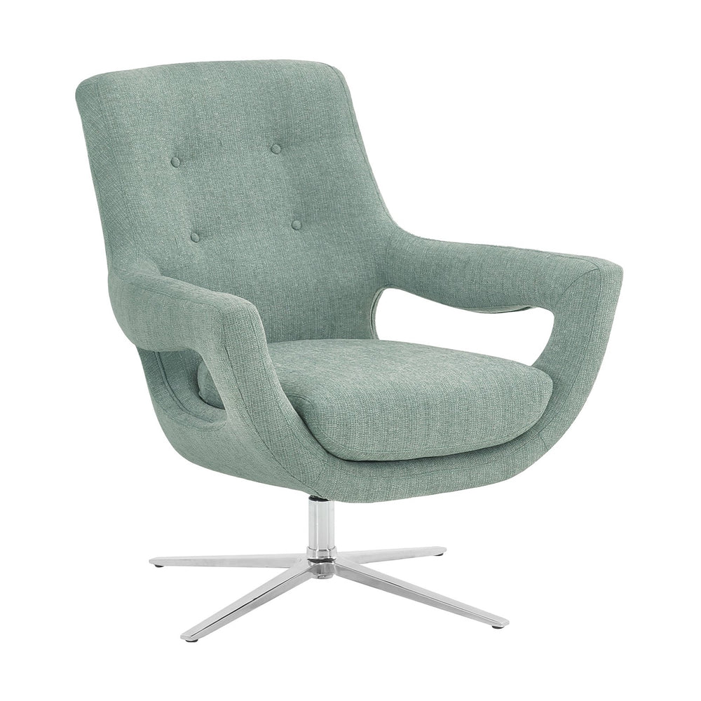 English Elm Graciel Adjustable Swivel Accent Chair in Spa Blue Linen — Polished Steel Frame, Plush Foam Comfort, No Assembly (34x35x40) B2736P354381