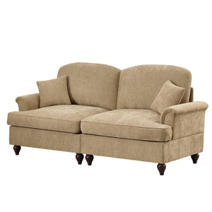 English Elm Elegant Mid Century Two-Seater Sofa Couch With Flared Arms, Removable Skirts & Premium Chenille W3041S00241
