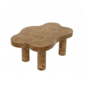 English Elm 40-inch Cloud Shaped Coffee Table Sculptural Mdf Top with Tapered Legs for Living Rooms Natural Wood W3935S00005
