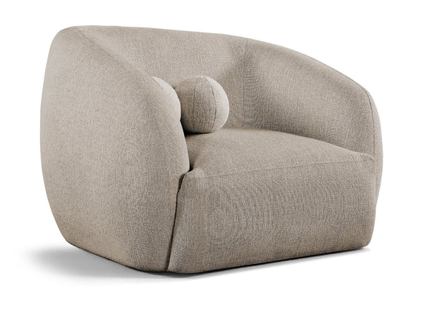 Meridian Furniture Elowen Sculptural Curved Accent Chair Chenille Upholstery for Modern Living Room Lounge Beige 107Beige-C