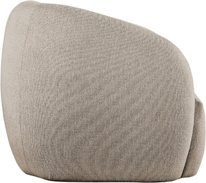 Meridian Furniture Elowen Sculptural Curved Accent Chair Chenille Upholstery for Modern Living Room Lounge Beige 107Beige-C
