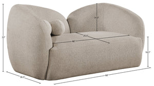 Meridian Furniture Elowen Curved Chenille Loveseat with Sculptural Cocoon Back for Cozy Modern Living Rooms Beige 107Beige-L