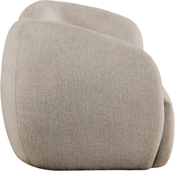 Meridian Furniture Elowen Curved Chenille Loveseat with Sculptural Cocoon Back for Cozy Modern Living Rooms Beige 107Beige-L