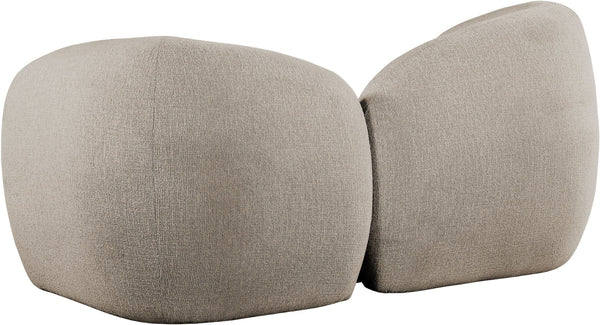 Meridian Furniture Elowen Curved Chenille Loveseat with Sculptural Cocoon Back for Cozy Modern Living Rooms Beige 107Beige-L