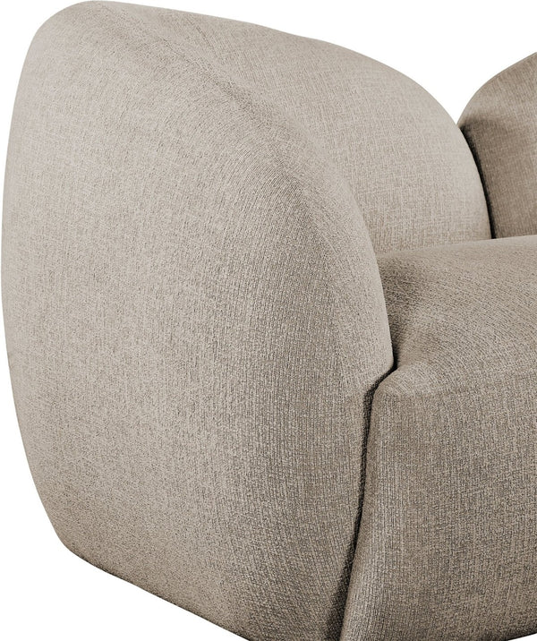 Meridian Furniture Elowen Curved Chenille Loveseat with Sculptural Cocoon Back for Cozy Modern Living Rooms Beige 107Beige-L
