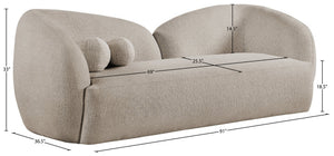 Meridian Furniture Elowen Curved Chenille Fabric Sofa with Sculptural Cocoon Back for Modern Living Rooms Beige 107Beige-S