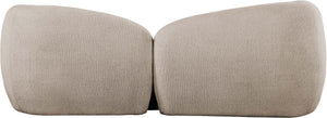 Meridian Furniture Elowen Curved Chenille Fabric Sofa with Sculptural Cocoon Back for Modern Living Rooms Beige 107Beige-S