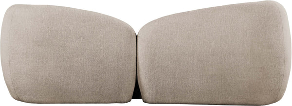 Meridian Furniture Elowen Curved Chenille Fabric Sofa with Sculptural Cocoon Back for Modern Living Rooms Beige 107Beige-S