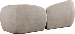 Meridian Furniture Elowen Curved Chenille Fabric Sofa with Sculptural Cocoon Back for Modern Living Rooms Beige 107Beige-S