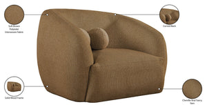 Meridian Furniture Elowen Sculptural Curved Accent Chair Chenille Upholstery for Modern Living Room Lounge Brown 107Brown-C