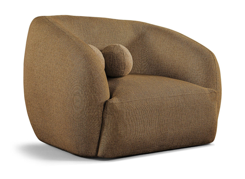 Meridian Furniture Elowen Sculptural Curved Accent Chair Chenille Upholstery for Modern Living Room Lounge Brown 107Brown-C