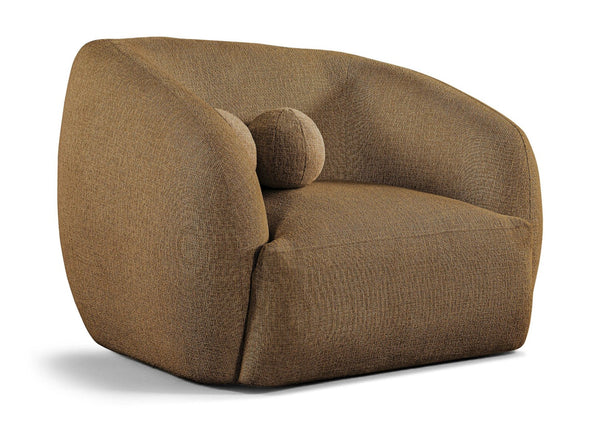 Meridian Furniture Elowen Sculptural Curved Accent Chair Chenille Upholstery for Modern Living Room Lounge Brown 107Brown-C