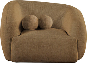 Meridian Furniture Elowen Sculptural Curved Accent Chair Chenille Upholstery for Modern Living Room Lounge Brown 107Brown-C