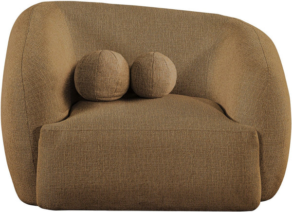 Meridian Furniture Elowen Sculptural Curved Accent Chair Chenille Upholstery for Modern Living Room Lounge Brown 107Brown-C