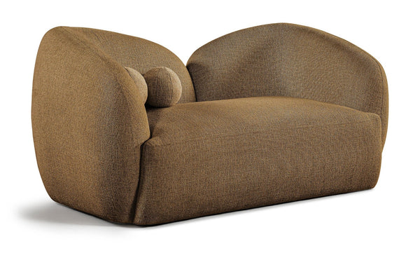 Meridian Furniture Elowen Curved Chenille Loveseat with Sculptural Cocoon Back for Cozy Modern Living Rooms Brown 107Brown-L