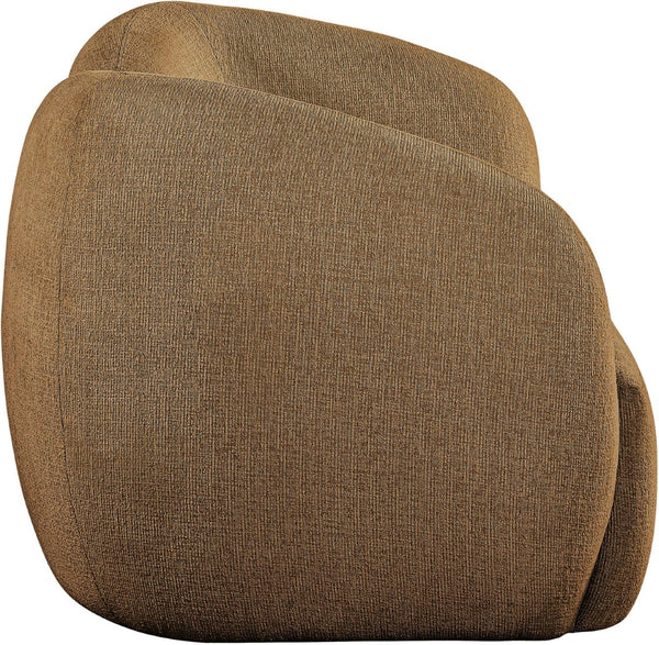 Meridian Furniture Elowen Curved Chenille Loveseat with Sculptural Cocoon Back for Cozy Modern Living Rooms Brown 107Brown-L