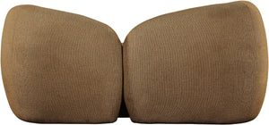 Meridian Furniture Elowen Curved Chenille Loveseat with Sculptural Cocoon Back for Cozy Modern Living Rooms Brown 107Brown-L