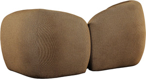 Meridian Furniture Elowen Curved Chenille Loveseat with Sculptural Cocoon Back for Cozy Modern Living Rooms Brown 107Brown-L