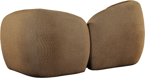 Meridian Furniture Elowen Curved Chenille Loveseat with Sculptural Cocoon Back for Cozy Modern Living Rooms Brown 107Brown-L